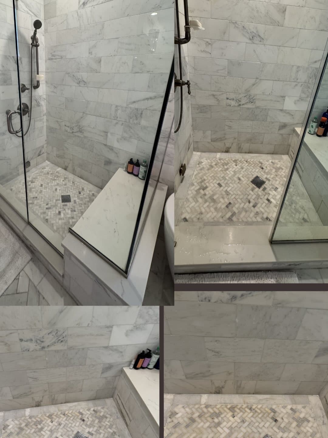 Before and after bathroom shower cleaning